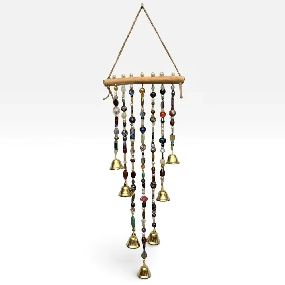 REIMAGINED Glass Bead Wind Chime Suncatcher Brass Bells